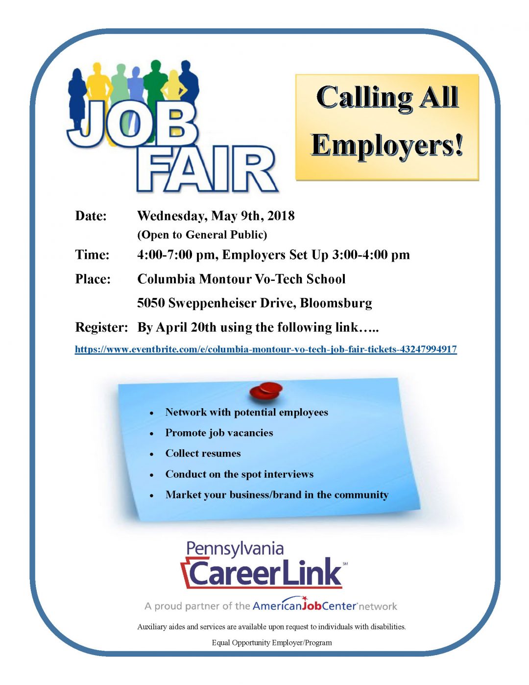 PA CareerLink Job Fair May 9th, 2018 DRIVE